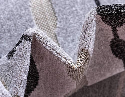 Miniatura 6 de Unique Loom - Alfombra colección de círculos abstractos, de transición para interiores y exteriores, beige, Polipropileno, GrisNegro