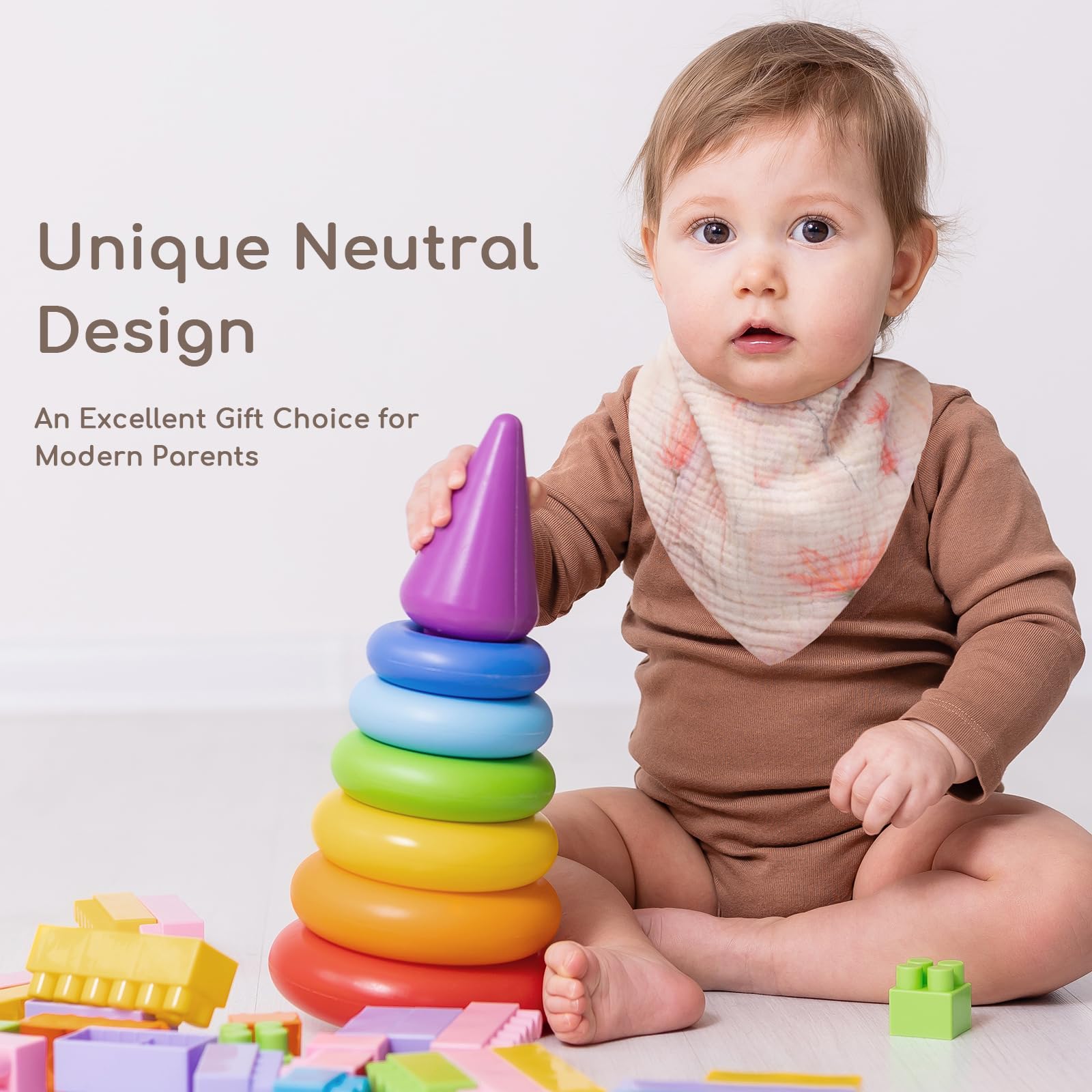 Baberos para bebé 100% muselina de algodón, suaves y absorbentes, para recién nacidos de 0 a 36 meses, paquete de 6 unidades, diseño floral rosa