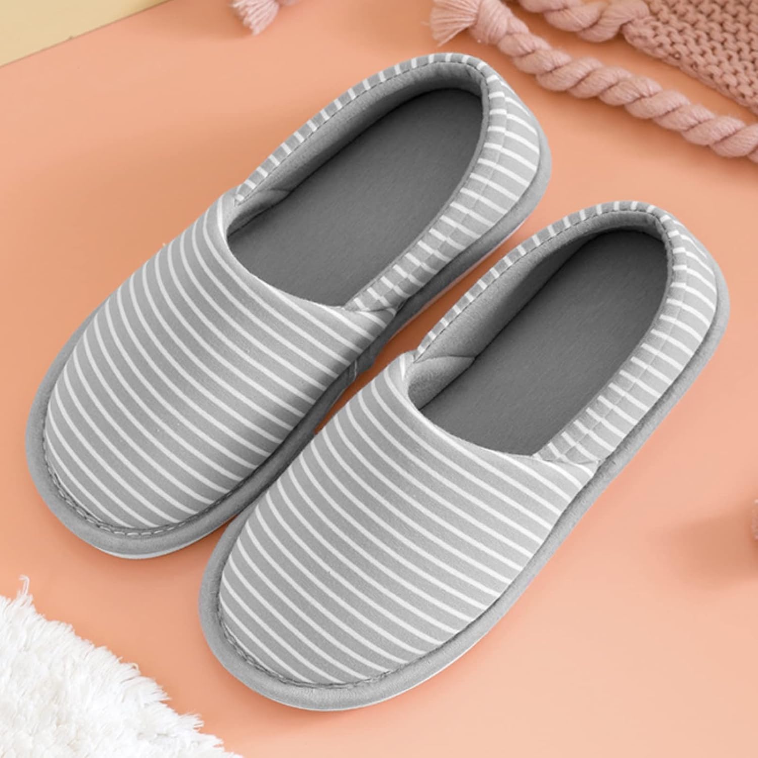 [ココマリ] スリッパ レディース ルームシューズ かかと付き 滑り止め おしゃれ 歩きやすい かかとあり 洗える 室内履き R-01