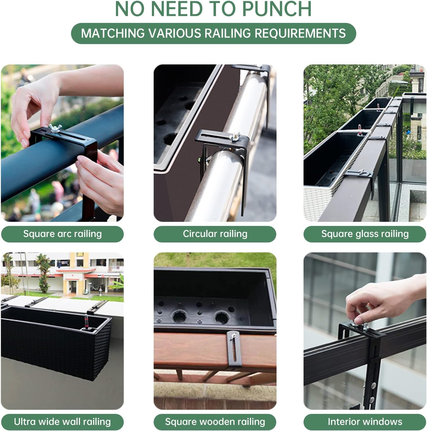 Planter Box Bracket,Flower Box Holder Brackets,Adjustable Window Box Brackets for Patio Garden Fence Pergola Balcony