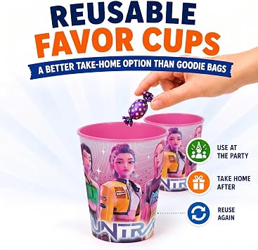 Unique KPop Demon Hunters Cups 12 Plastic Reusable Party Favor Cups 16 oz KPop Demon Hunters Birthday Decorations and Party Supplies - for Water, Juice, Goodie Bag Favors - Officially Licensed