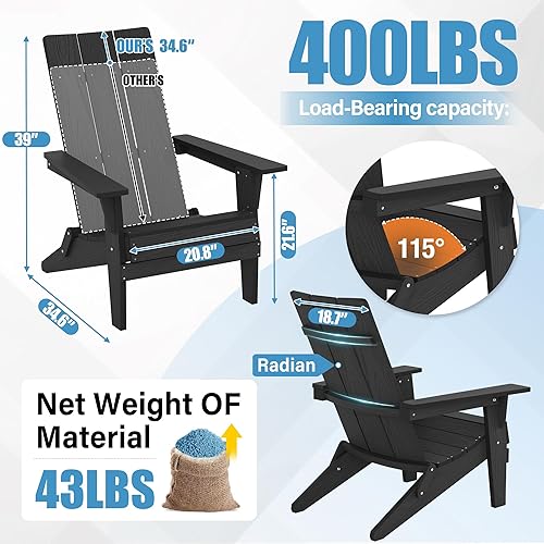 Miniatura 9 de YEFU Silla Adirondack plegable y moderna de plástico, 1s ampliaralmacenar actualización desbloqueada, resistente a la intemperie, sillas de madera