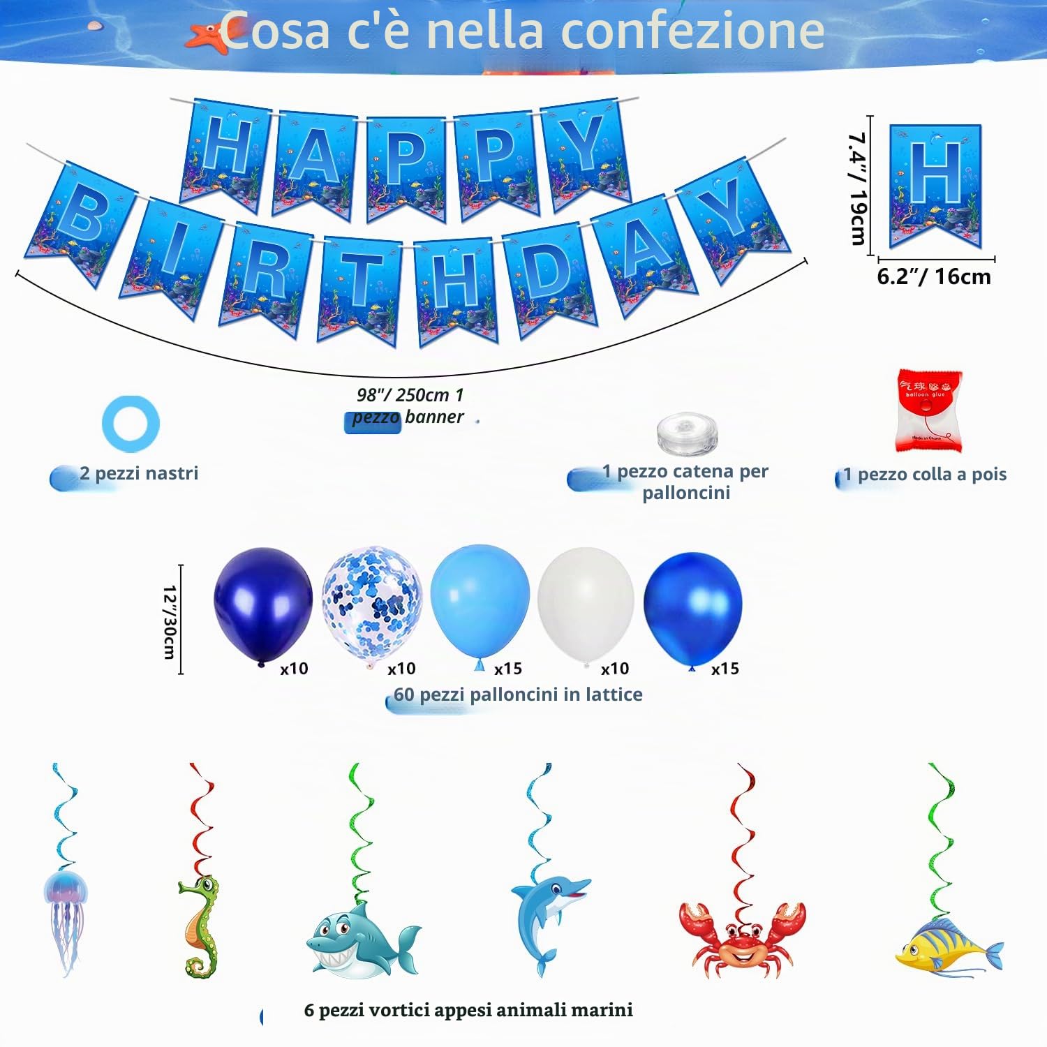 186 pezzi sotto il mare accessori per feste oceano mare piatti tovaglioli tovaglie striscioni palloncini decorazione per torte per il mondo sottomarino compleanno decorazioni