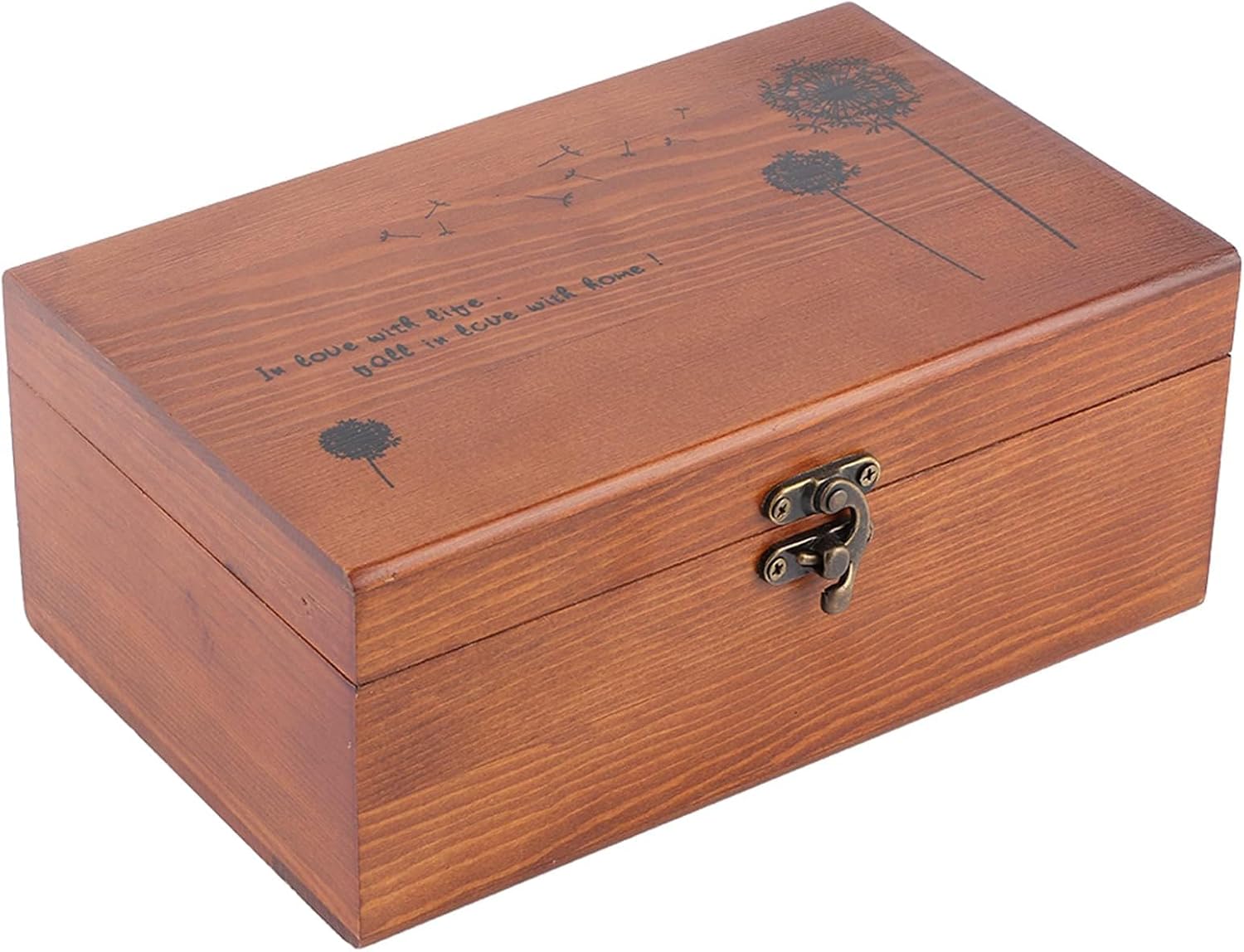 Wooden Sewing Basket, Pine Wood Wear Resistant Sewing Box, Vintage Taraxacum Pattern Exquisite Practical Sewing Basket, for Home Use[Set]