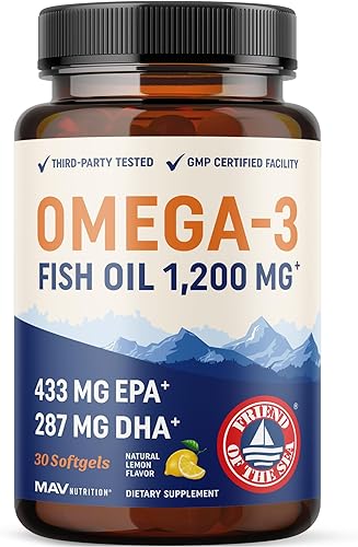 Aceite de pescado Omega 3 Triple Strength 1200 mg EPA y DHA Ácidos grasos omega-3 capturados en la naturaleza y de origen sostenible Suplementos