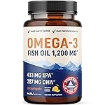 Triple Strength Omega 3 Fish Oil 1200 mg | EPA & DHA | Wild Caught, Sustainably Sourced Omega-3 Fatty Acids | Premium Burpless Fish Oil Supplements | Non-GMO, Third-Party Tested | 30 Softgels