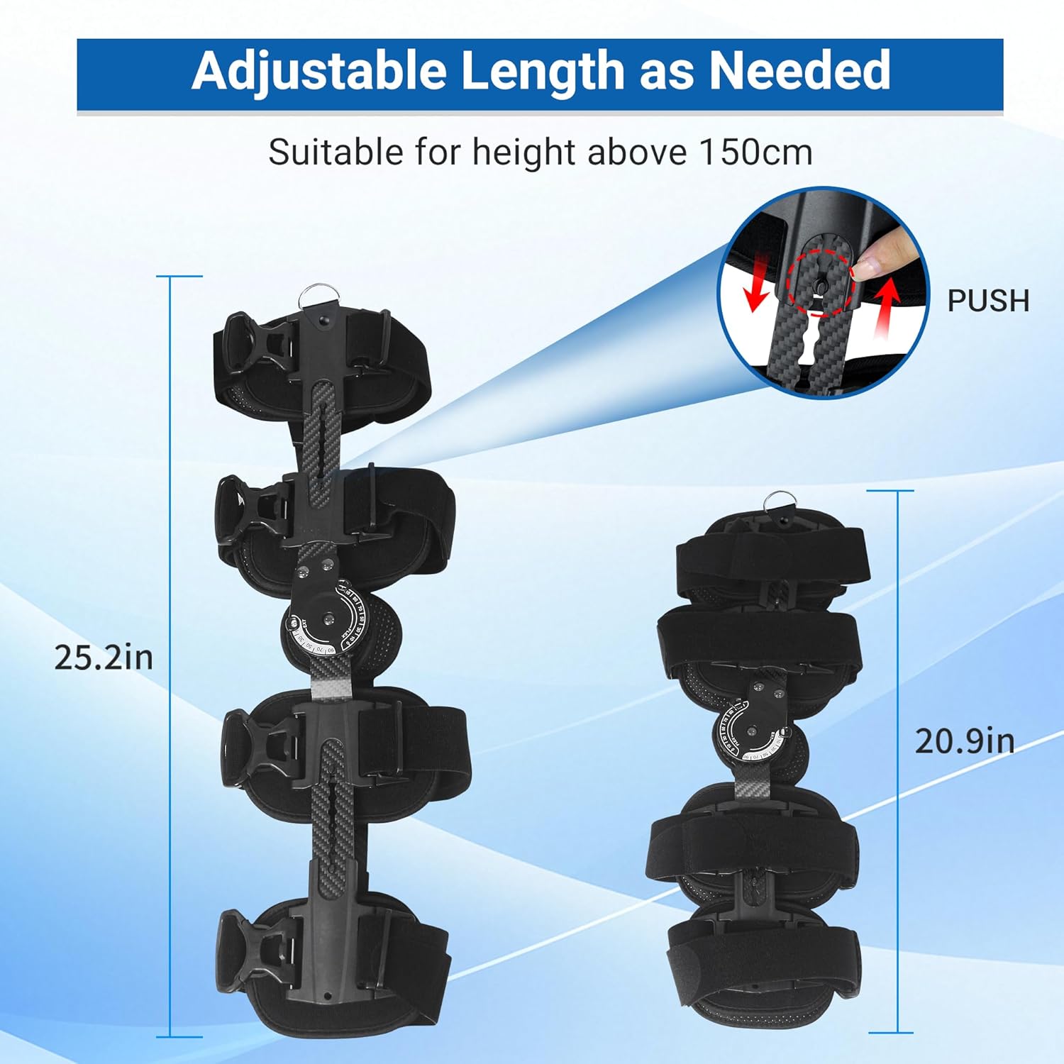 ROM Knee Brace with Shoulder Strap - Hinged Post OP Knee Brace Immobilizer Leg Braces Orthopedic Patella Knee Support Orthosis for ACL, PCL, MCL Injury, Meniscus Tear, Adjustable for Left and Right Leg - Image 6