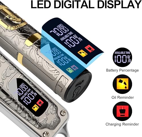 Miniatura 6 de HIENA PRO Juego de cortapelos para hombre recortadora de cuchillas en T profesional sin cables recargable con pantalla LED negro LCD