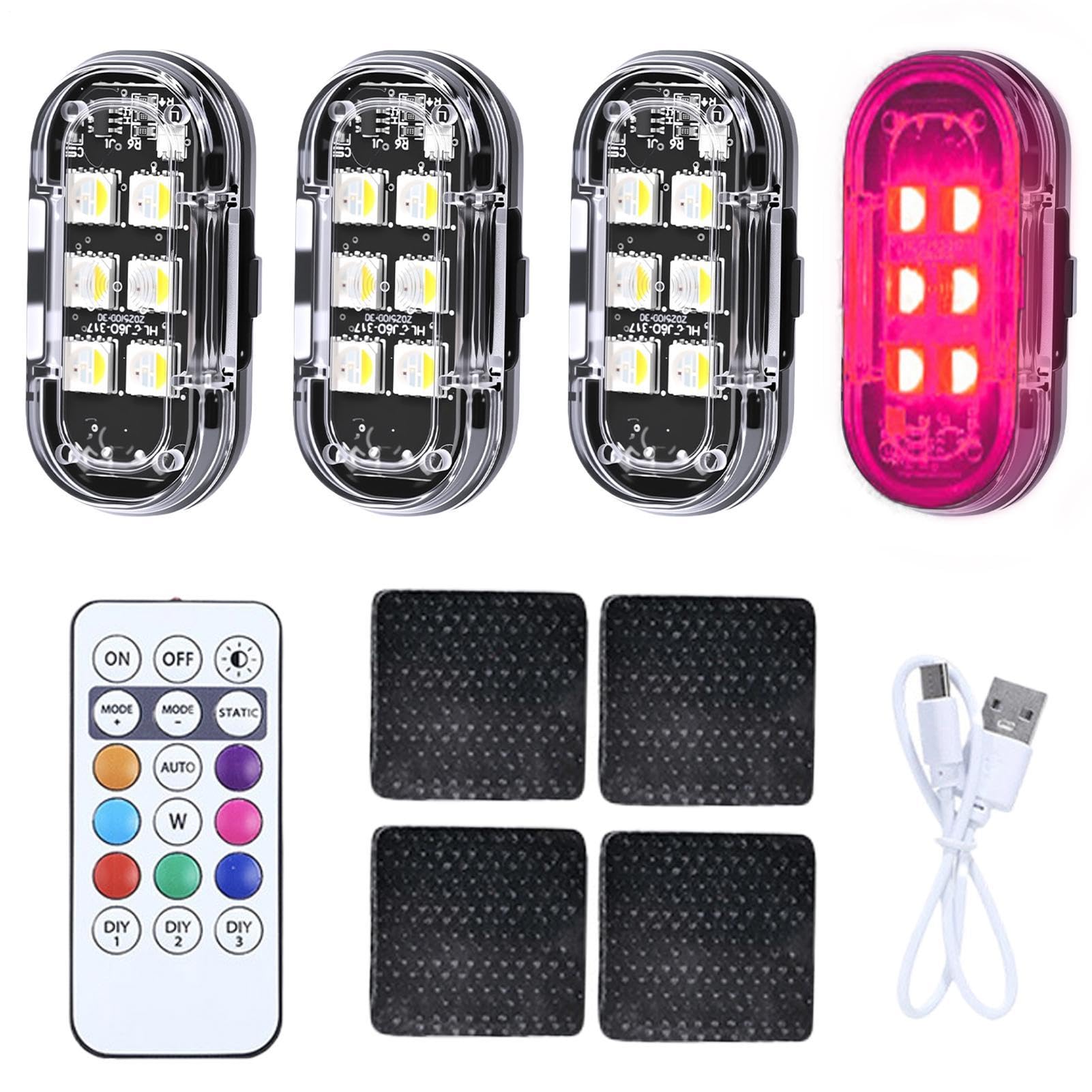 Kit de feux stroboscopiques LED rechargeable feu avertissement moto camion - 8