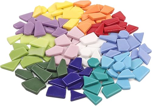 Youway Style Azulejos de mosaico de vidrio para manualidades a granel, piezas de vidrio de mosaico roto de 7.05 oz para manualidades de mosaico de