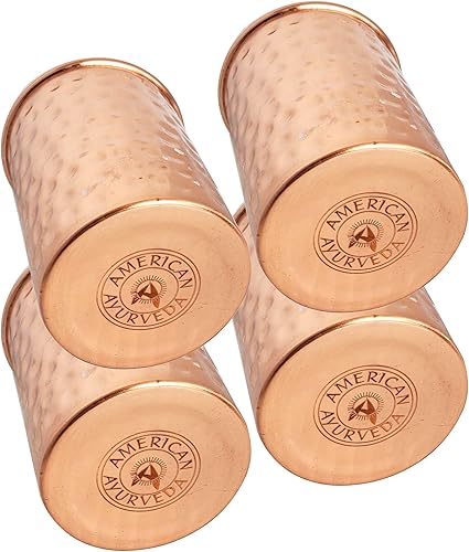 Miniatura 2 de A American Ayurveda - Vasos hechos a mano de alta calidad, sin forro, 99% cobre puro, vasos Moscow Mule, diseño minimalista (paquete de 4, 99%