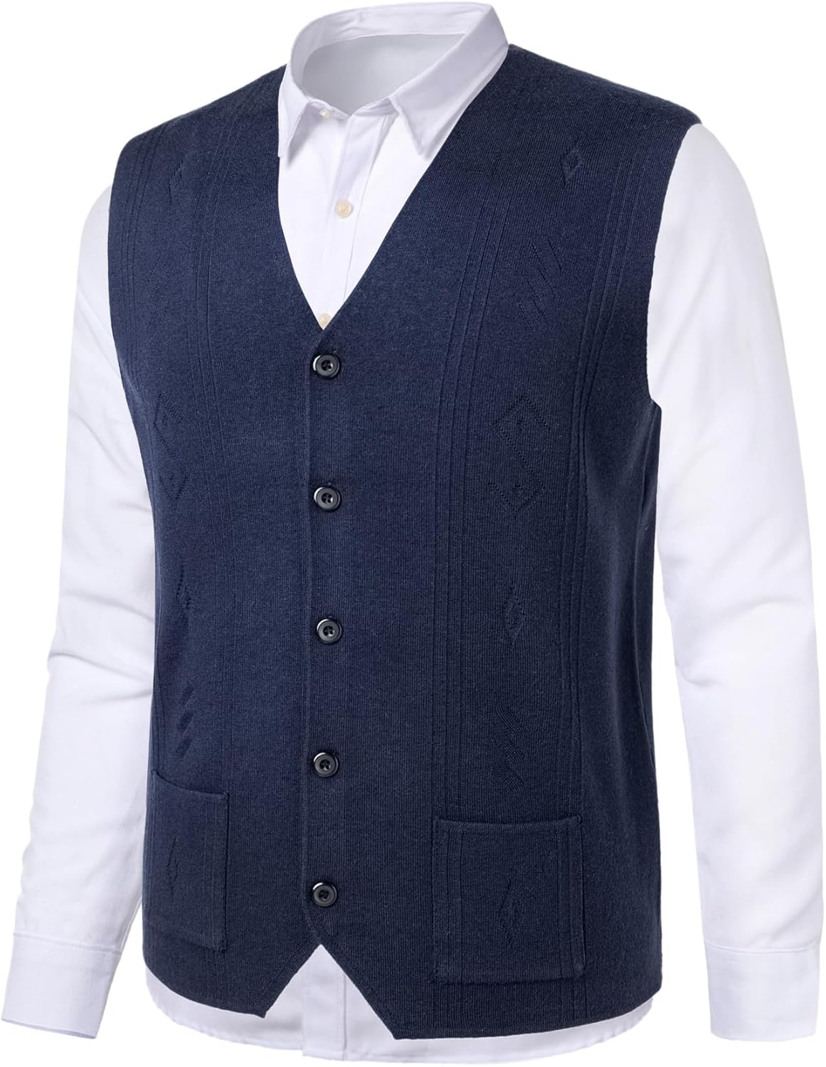 Men's Sweater Vest V-Neck Knitwear Sleeveless Cardigan Vest Warm Tank Top - Image 2