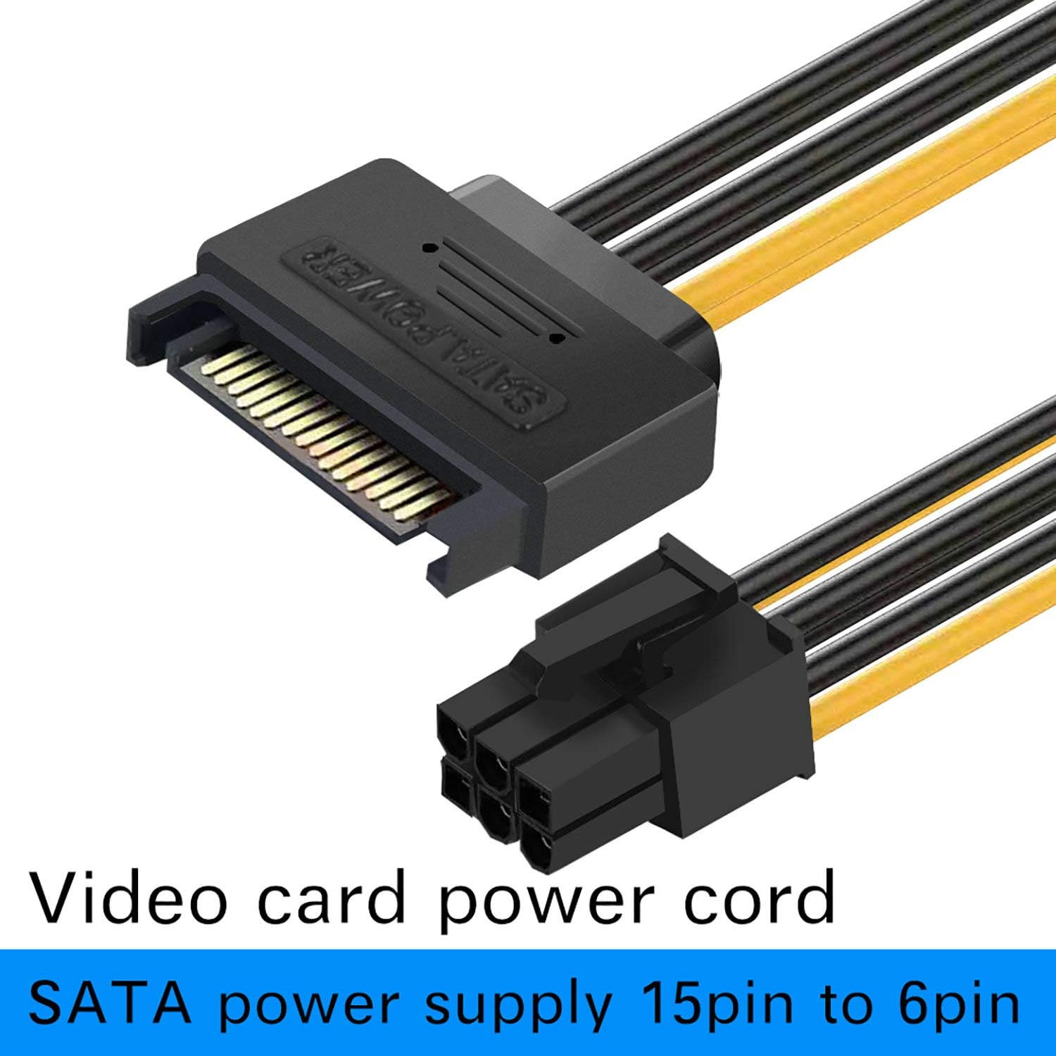 Cable de alimentación SATA de 6 pines, paquete de 3 unidades SATA de 15 pines a 6 pines PCI Express Card adaptador de cable de alimentación de 8 pulgadas 3