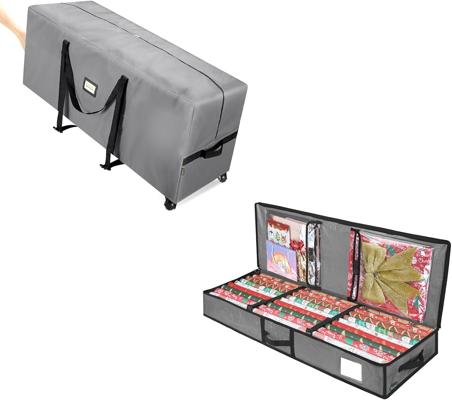 BALEINE SOFT Christmas Wrapping Paper Storage Bag+ 7.5ft Christmas Tree Storage Bag