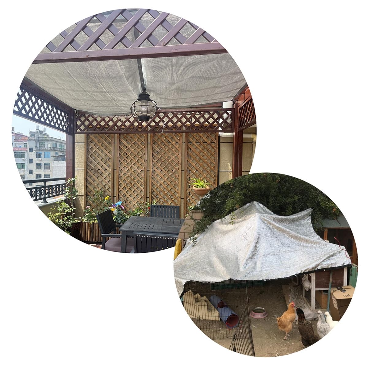 Aluminet Sun e Cloth 75% protección UV con ojales, lona de malla resistente al desgarro para jardín, invernadero, patio y perrera, red de protección solar de 6 x 14 m