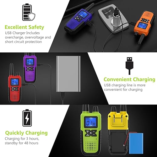 Miniatura 3 de Walkie Talkies para adultos Walkie Talkies de largo alcance recargables  Walkie Talkies de larga distancia Paquete de 6 radios familiares de 2 vías