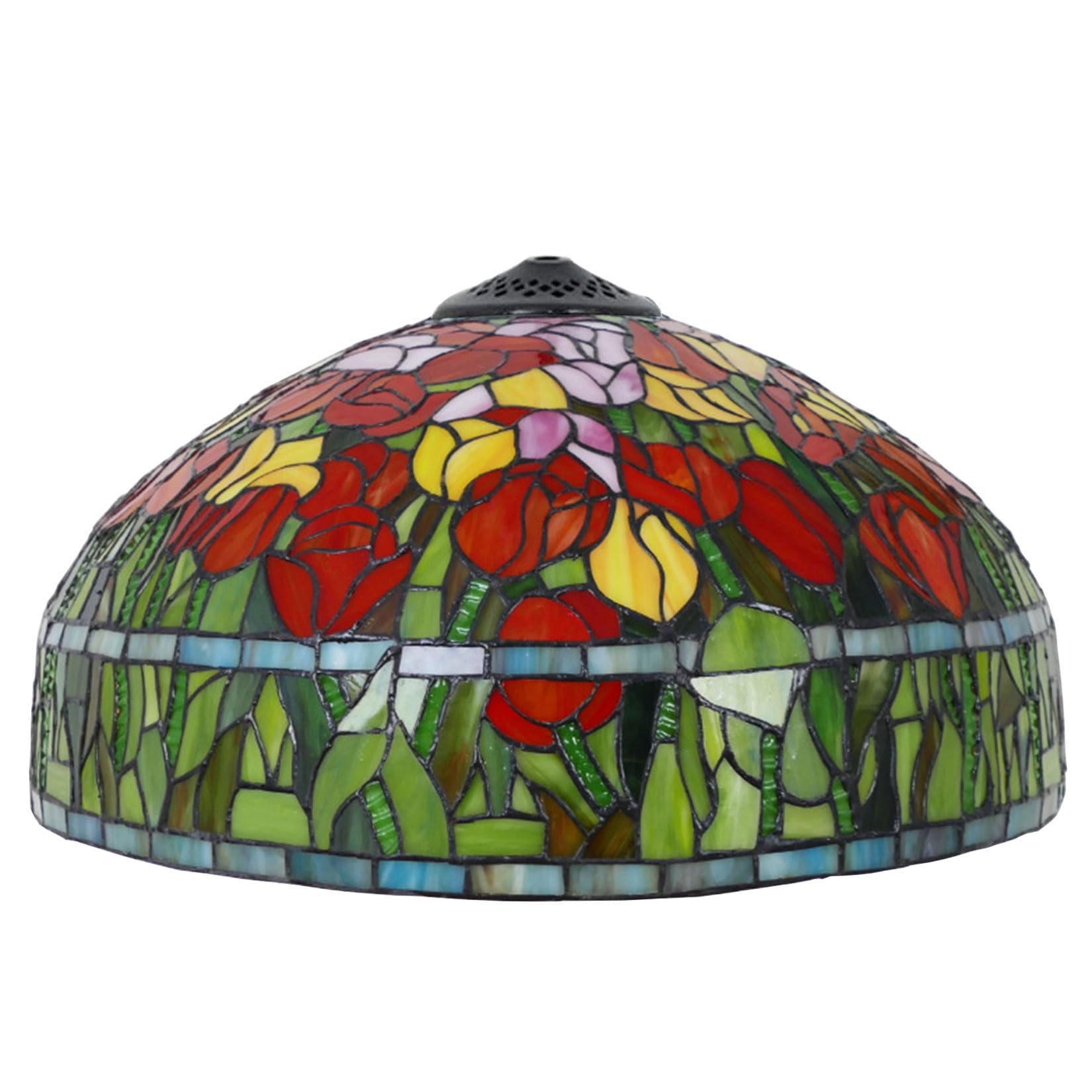 SaryEdge 20-Inch Tulip Lampshade Replacement Only Tiffany Style Stained Glass Lamp Shade Vintage Light Cover Accessories for Table Lamps, Pendant Lights, Floor Lamps，，