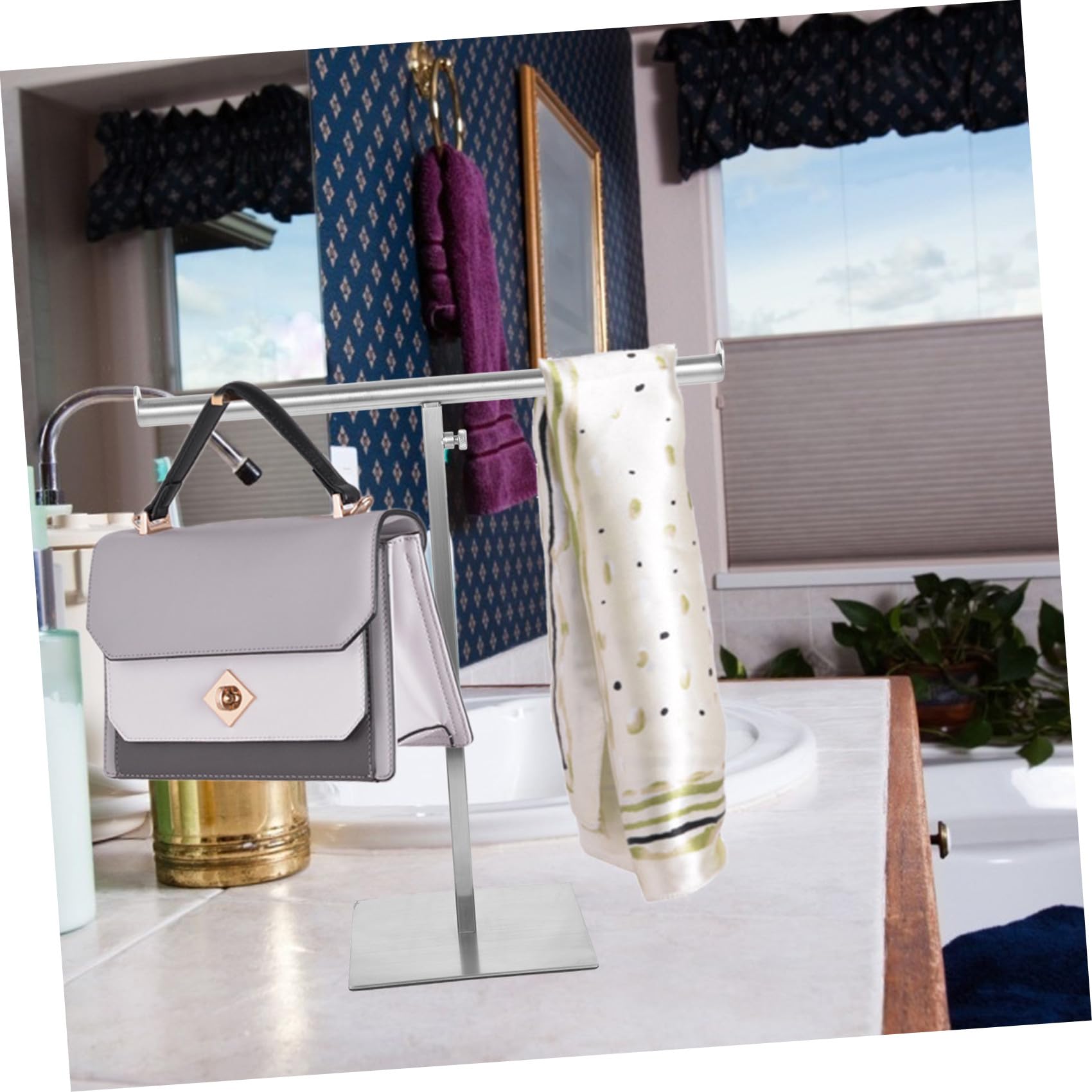 Percha para Colgar Acero para de Inoxidable Ajustable Bolso y Superficie Lisa , Soporte Resistente en Bolsas Hogar y Comercial