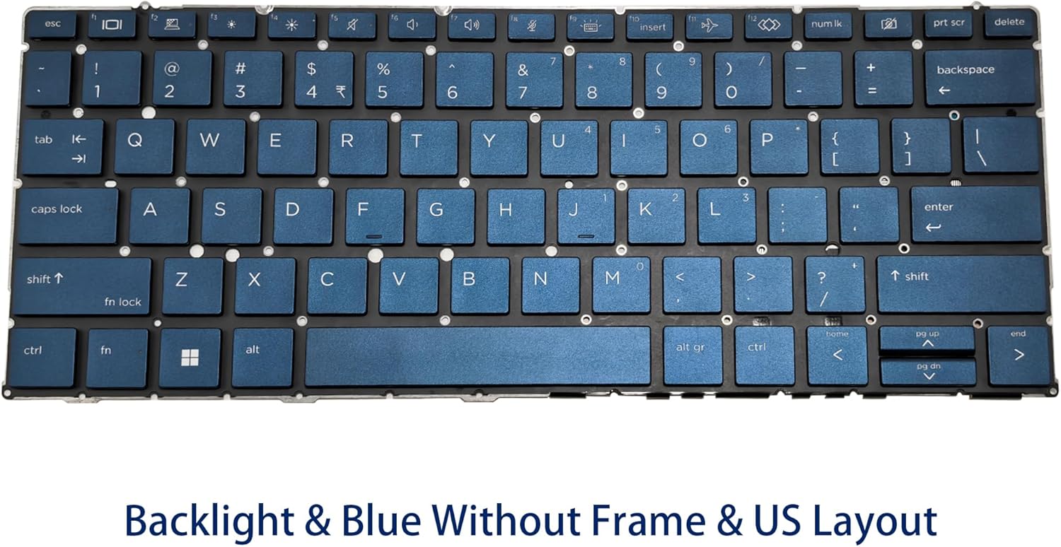 BestParts Backlit Laptop Keyboard Replacement for HP Elite Dragonfly G2 13.3'' US Layout Blue Without Frame