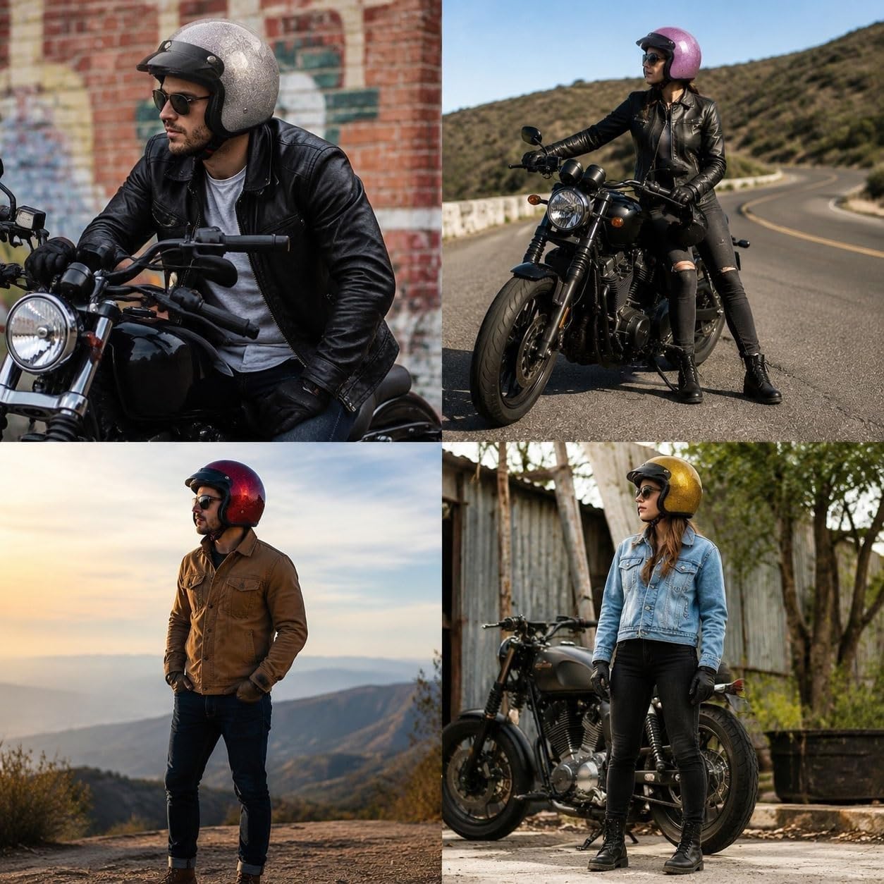 Casque de Moto Jet rétro Vintage Cromwell, homologué ECE et Dot, Polyvalent pour la Circulation Urbaine Quotidienne et Les Excursions de Loisirs à Moto. A,M=57-58cm