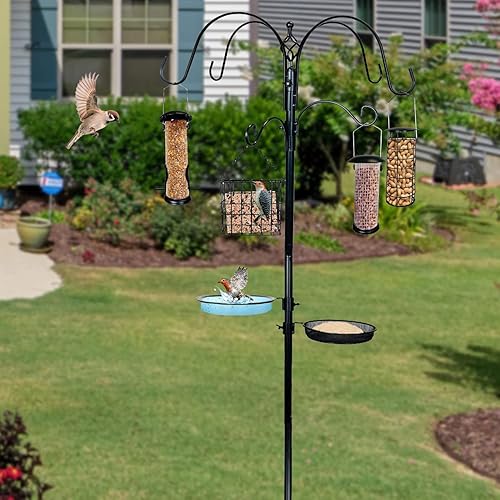 Miniatura 2 de Ashman Deluxe Premium - Estación de alimentación para pájaros, 22 pulgadas de ancho x 91 pulgadas de alto (82 pulgadas sobre el suelo), color negro