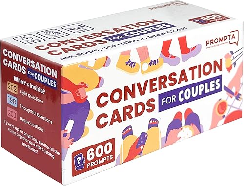 Rayliad Prompta 600 tarjetas de conversación para parejas - Preguntas de relación y juego de cartas romántico para aniversario - Iniciadores de