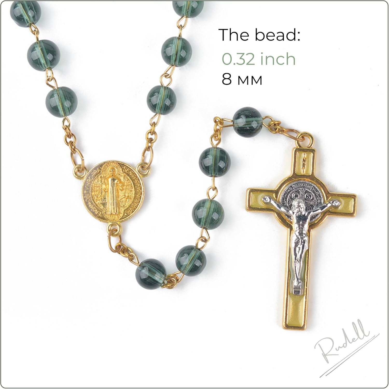 RUDELL Catholic Necklace – Rosary Beads with Saint Benedict Cross, Prayer Cross Necklace for Women and Men, Religious Gift - Image 4