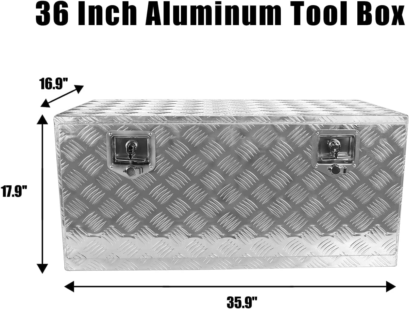 36 x 17 x 18 Inch Aluminum Truck Trailer Tool Box Pickup Underbody Truck Bed Storage Toolbox RV Trailer Organizer with T-Handle Latch Dual Lock Keys - Silver