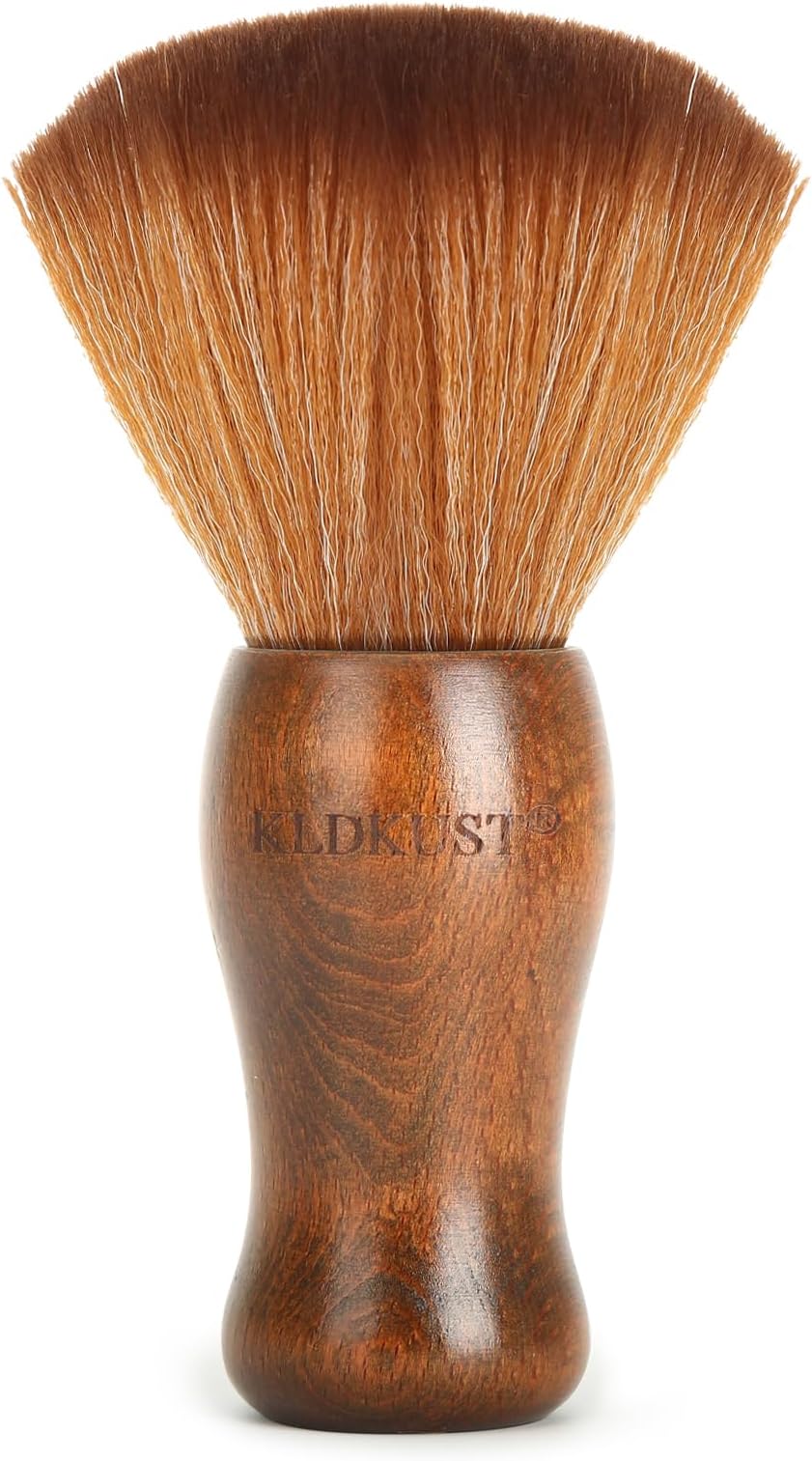 Large Neck Hair Duster Brush, Soft Barber Face Cleaning Hairbrush Nylon Hair Wooden Handle Cutting Kits