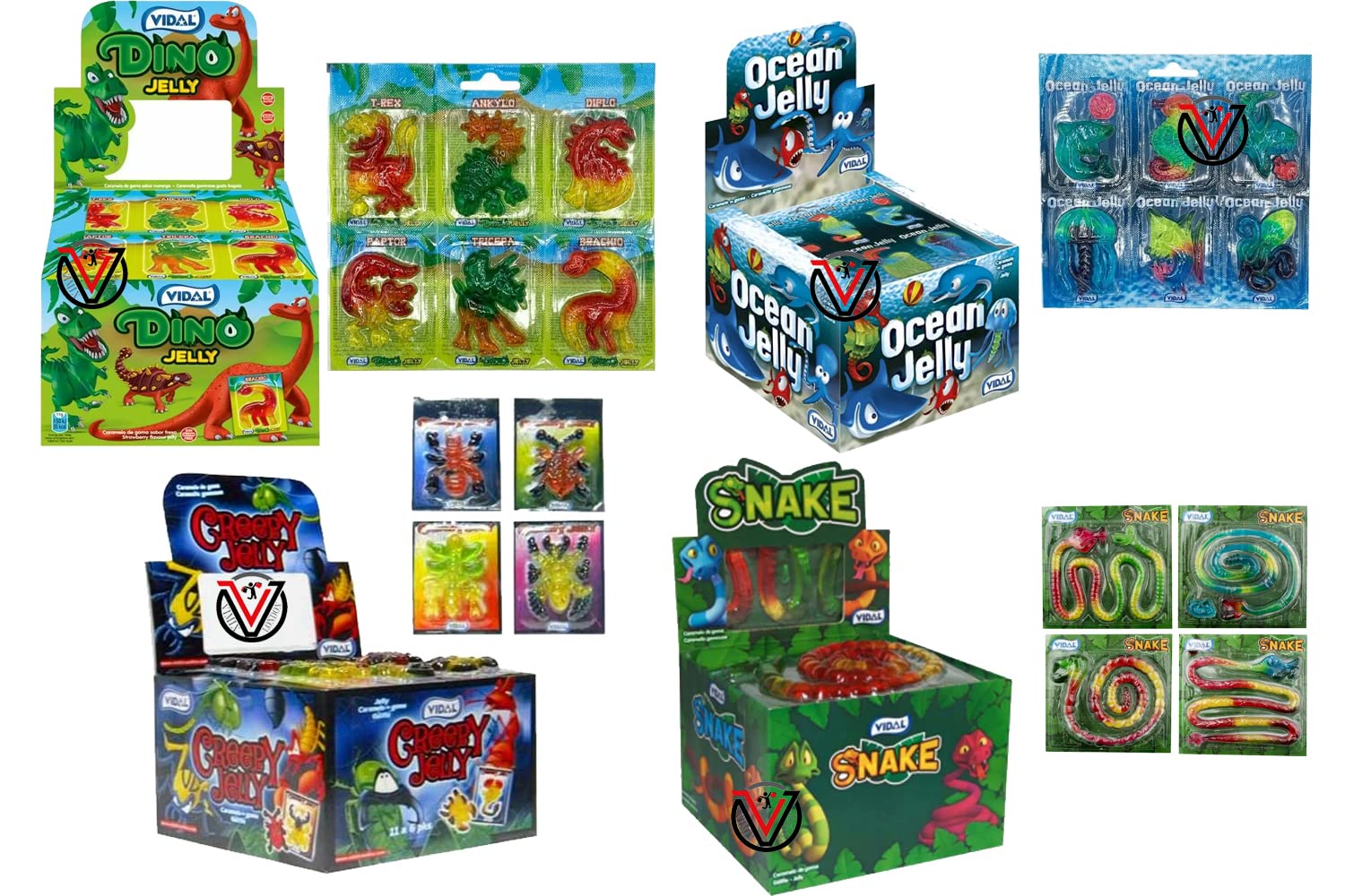 Vidal Dino Jelly, Ocean Jelly, Jelly Snakes, Creepy Jelly sweets - Perfect novelty treat | Pick any your Favorite Flavour & Number of Card
