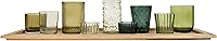 Vista 1 de Creative Co-Op Wood Tray with 9 Green Glass Votive Holders