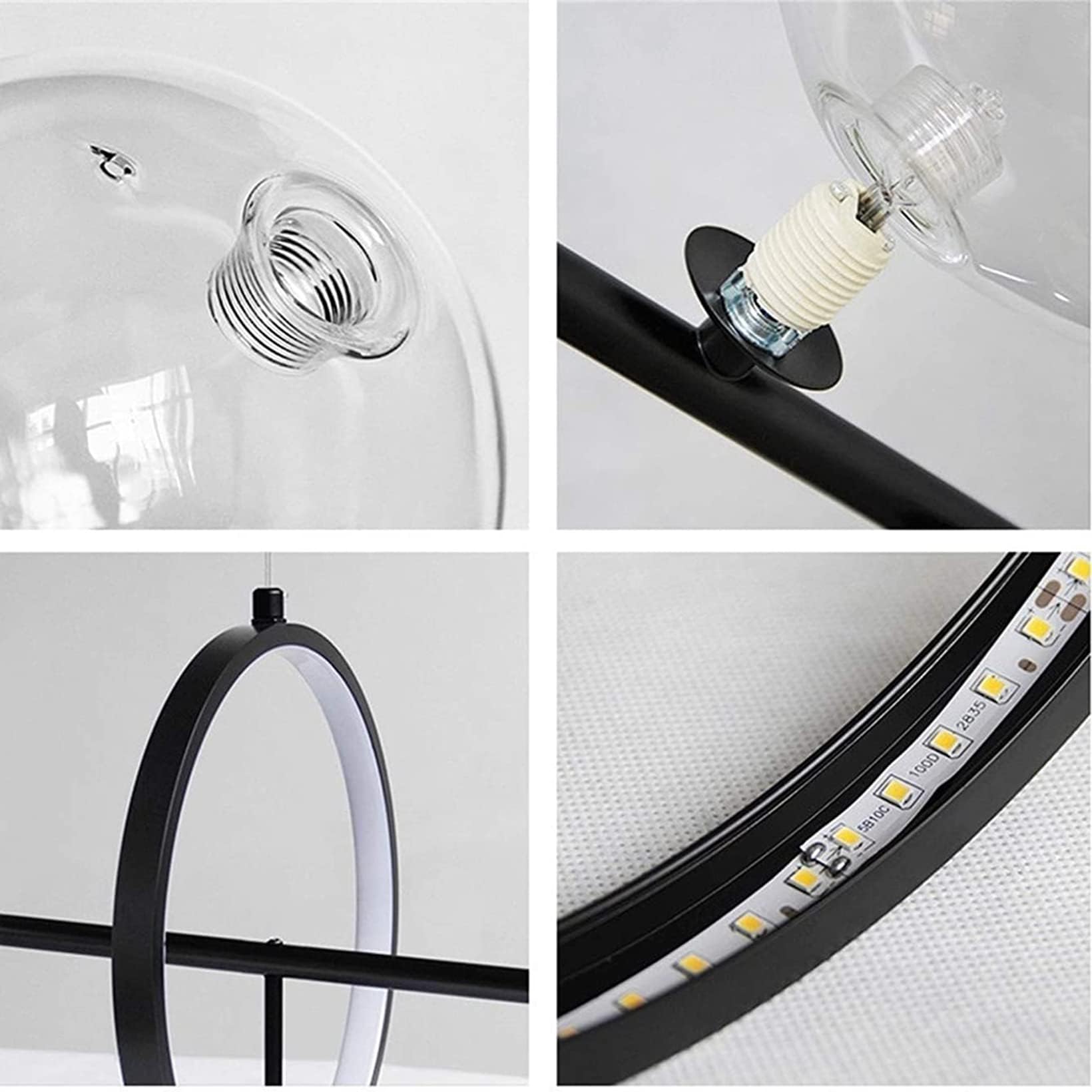 Lampada Moderno A LED,Tavolo da Pranzo con Sfera di Vetro Lampadario A Sospensione Moderna Lampadario A Sospensione Regolabile con Paralume A LED A Bolle Lampadina G9,Nero,120 * 30cm