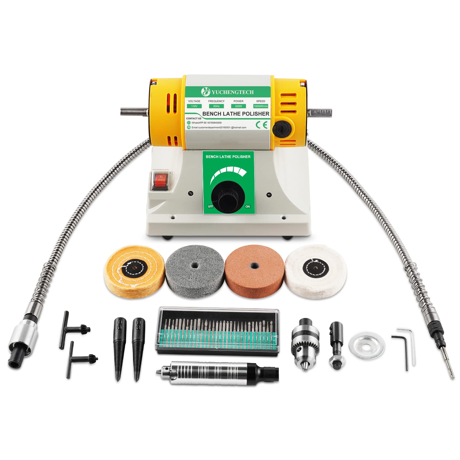 Bench Buffer Polisher Jewelry Polisher Polishing Machine Mini Bench Buffer Polisher Electric Lathe Polisher 110V For Jewelry Wood Jade Metal DIY