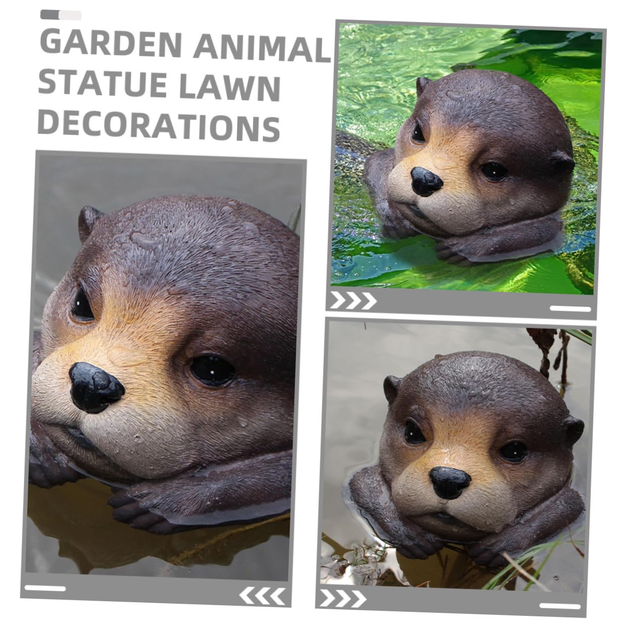 jojofuny 2 Stück Realistische Schwimmende Otterkopf skulptur aus Langlebigem Harz Natürliche Bewegung Wetterfeste Gartendeko für Teich Pool Außenbereich für Gartenliebhaber