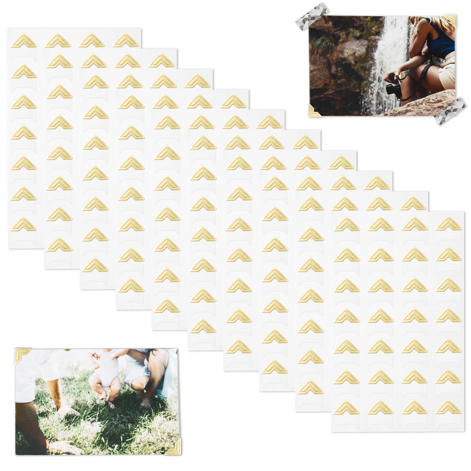 240 PCS Photo Corners Self Adhesive Photo Corners for Scrapbooking,Gold Picture Corners for Scrapbooking,Acid Free Photo/Picture Mounting Corners for DIY Scrapbook Stickers,Album,Journal Diary (Gold)