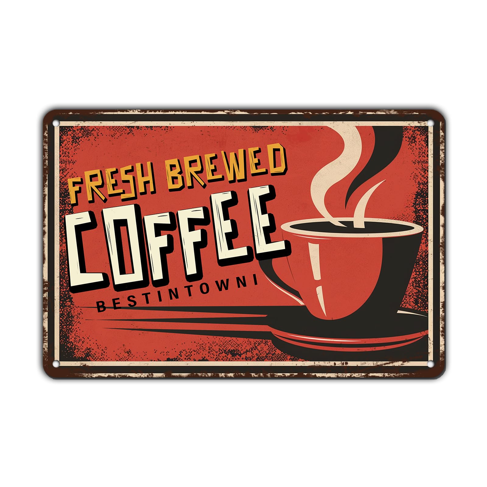 Anceky Vintage Tin Sign Fresh Brewed Coffee Metal Tin Sign Funny Wall Decor for Home Farmhouse Yard Cafe Plub 12×8 Inch