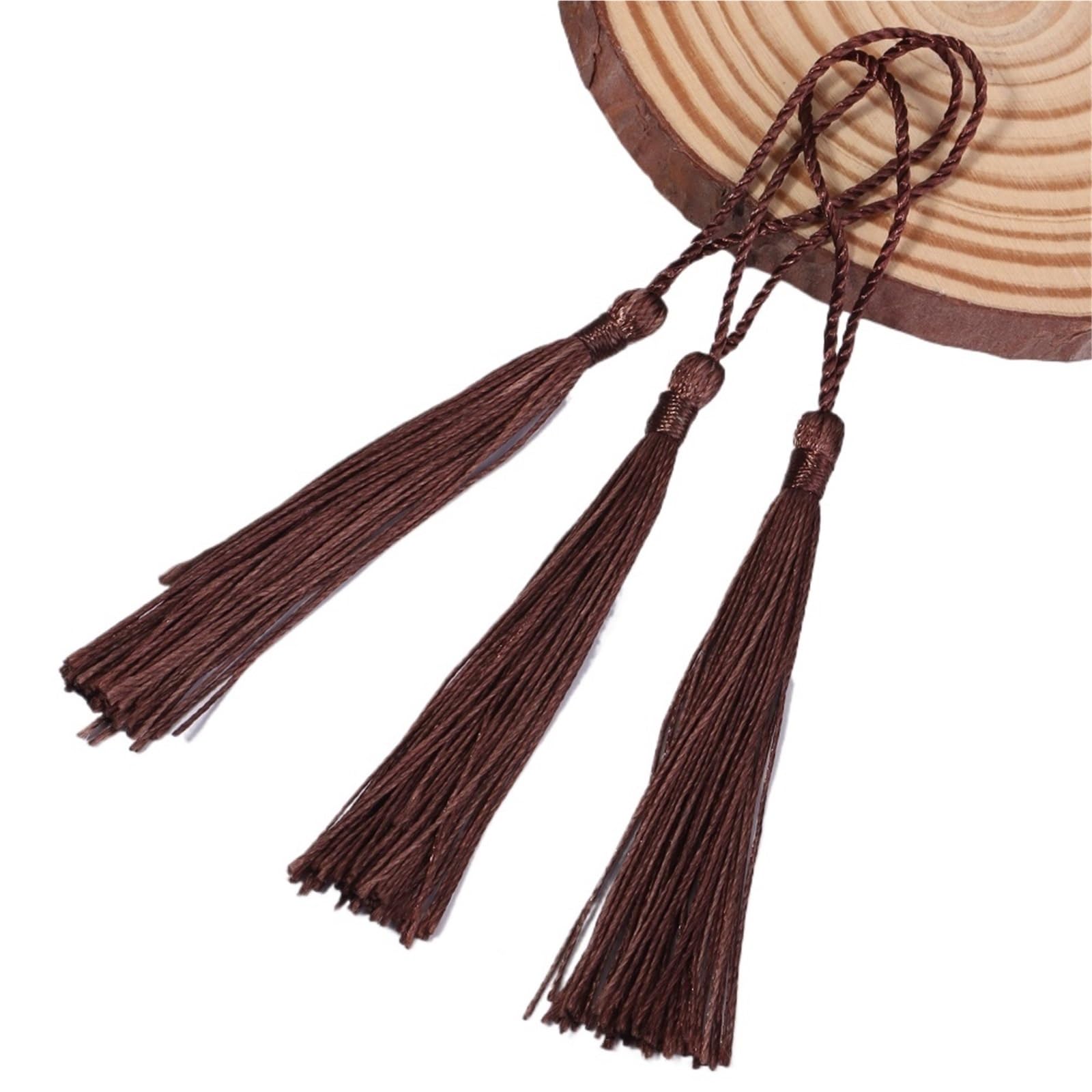 Tassel Pendant 30-100pcs Tassel Silk Fringe Silky Floss Bookmark Tassels Mini Hanging Rope DIY Craft(5PCS Deep Brown,Spike80rope50 100pcs)