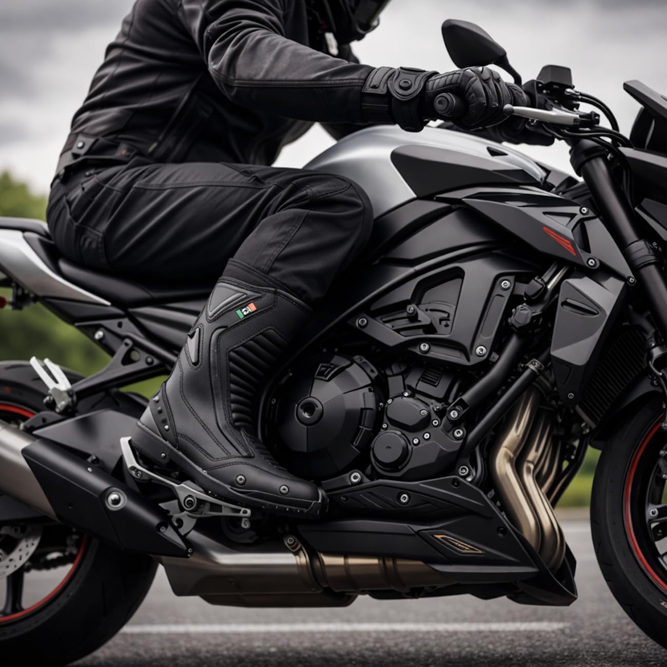 BI ESSE -Bottes De Moto En Cuir,Chaussure De Moto Imperméable,Respirant,Bottes D'hiver Route