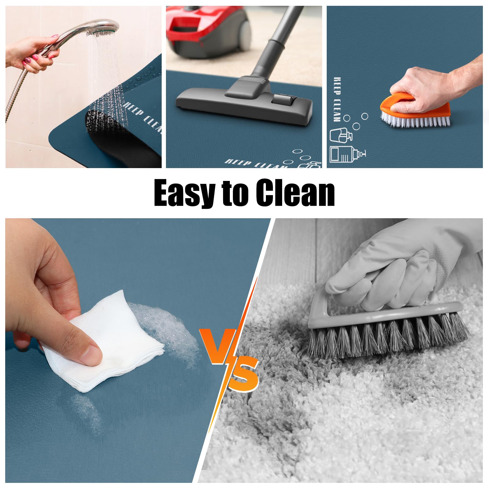 Siliget Bath Mat 60 * 40cm Quick Dry Non Slip Floor Mat Absorbent Magic Mat Kitchen Washable Carpet Toilet Anti Mould (Blue, 60 * 40) - Image 3