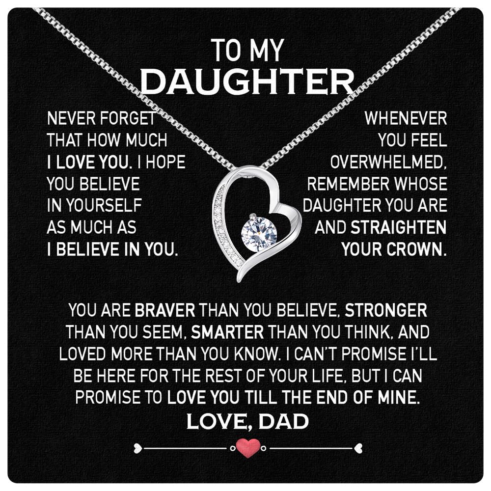 Larvincy To My Daughter Necklace From Dad With Heartfelt Message & Elegant Box, Gifts For Daughter From Father, Beautiful Jewelry Gift From Love Daddy On Graduation, Birthday, Wedding, Christmas