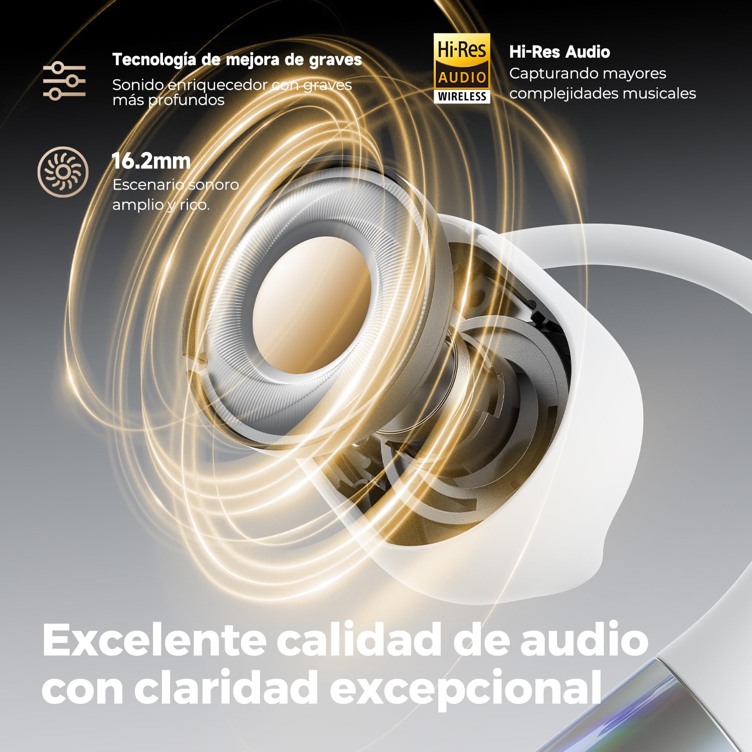 SoundPEATS GoFree 2 Auriculares Bluetooth 5.3 Auriculares Deportivos Bluetooth con Ganchos para Las Orejas Códec LDAC de Audio de Hi-Res, Controlador Multipunto de 16,2 mm, 35 Horas, Diseño Ligero