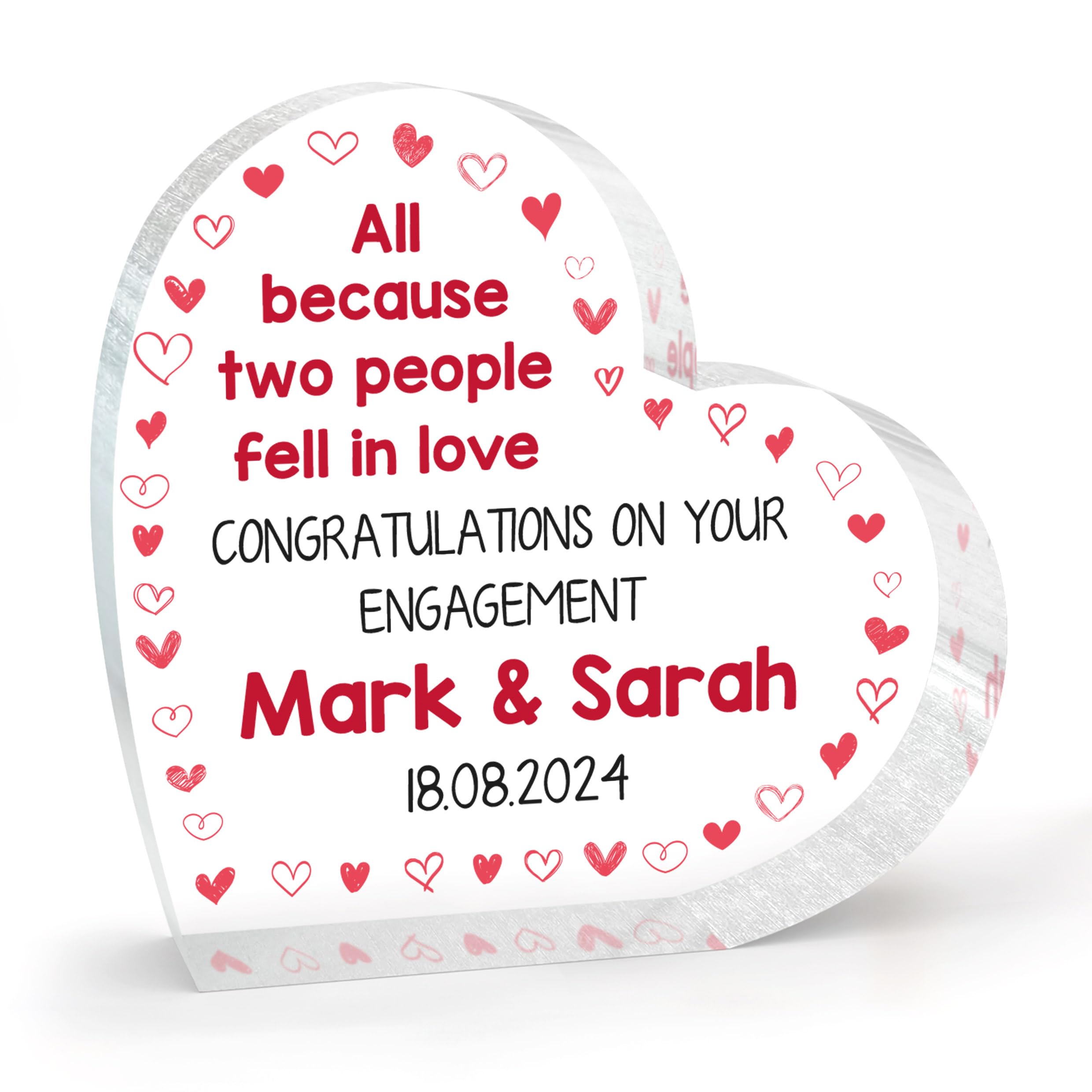 Beecreative Congratulations On Your Engagement Gift, Personalised Engagement Congratulations Gifts, With Grey Bag