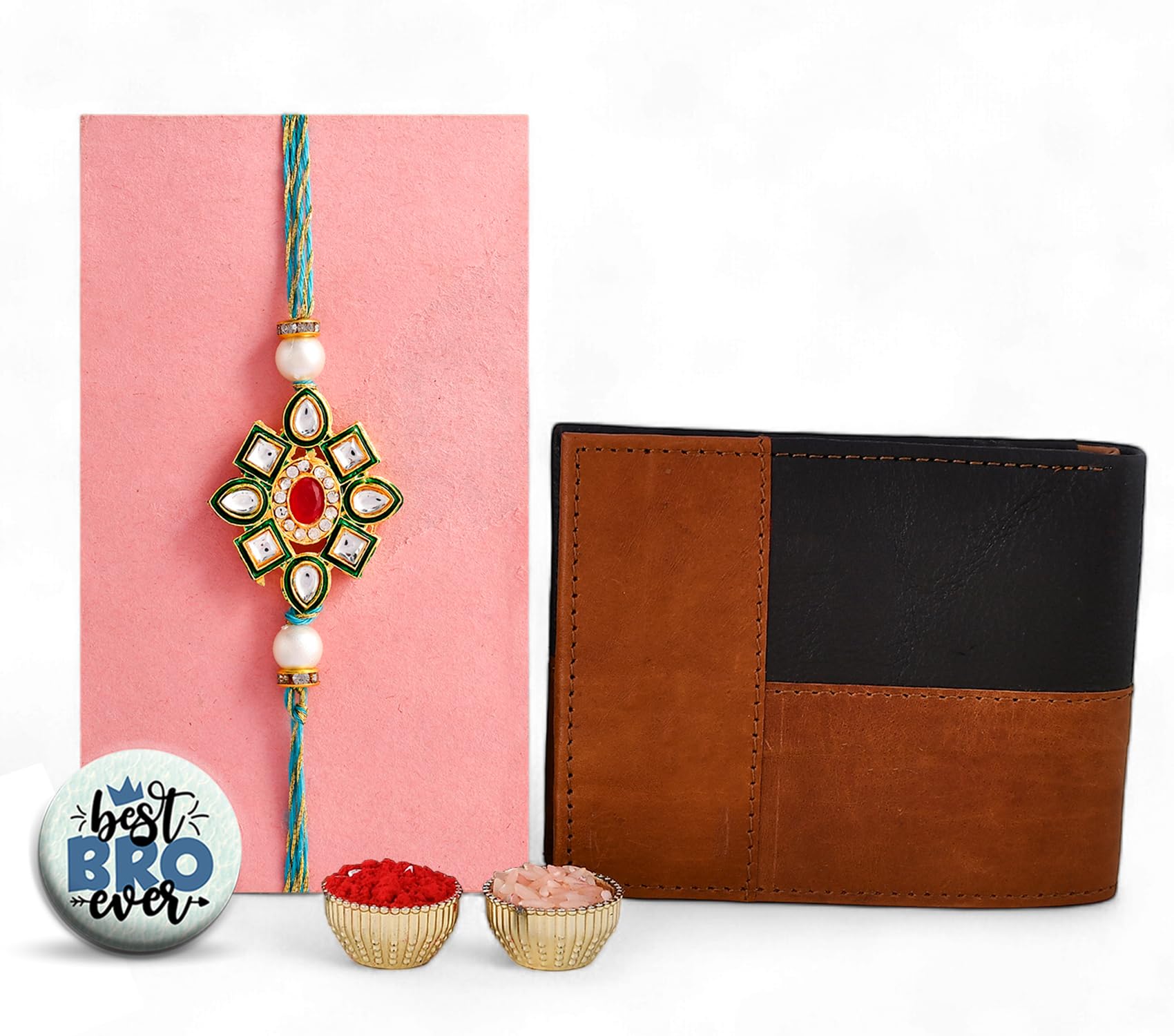 ascension Green Flower Rakhi Gift Hamper for Brother Men's Wallet and Rakhi Combo Gift Set for Brother Bhaiya Bhai Rakhi Combo Gift Box for Brother Rakhi Gift for Brother-picture-11