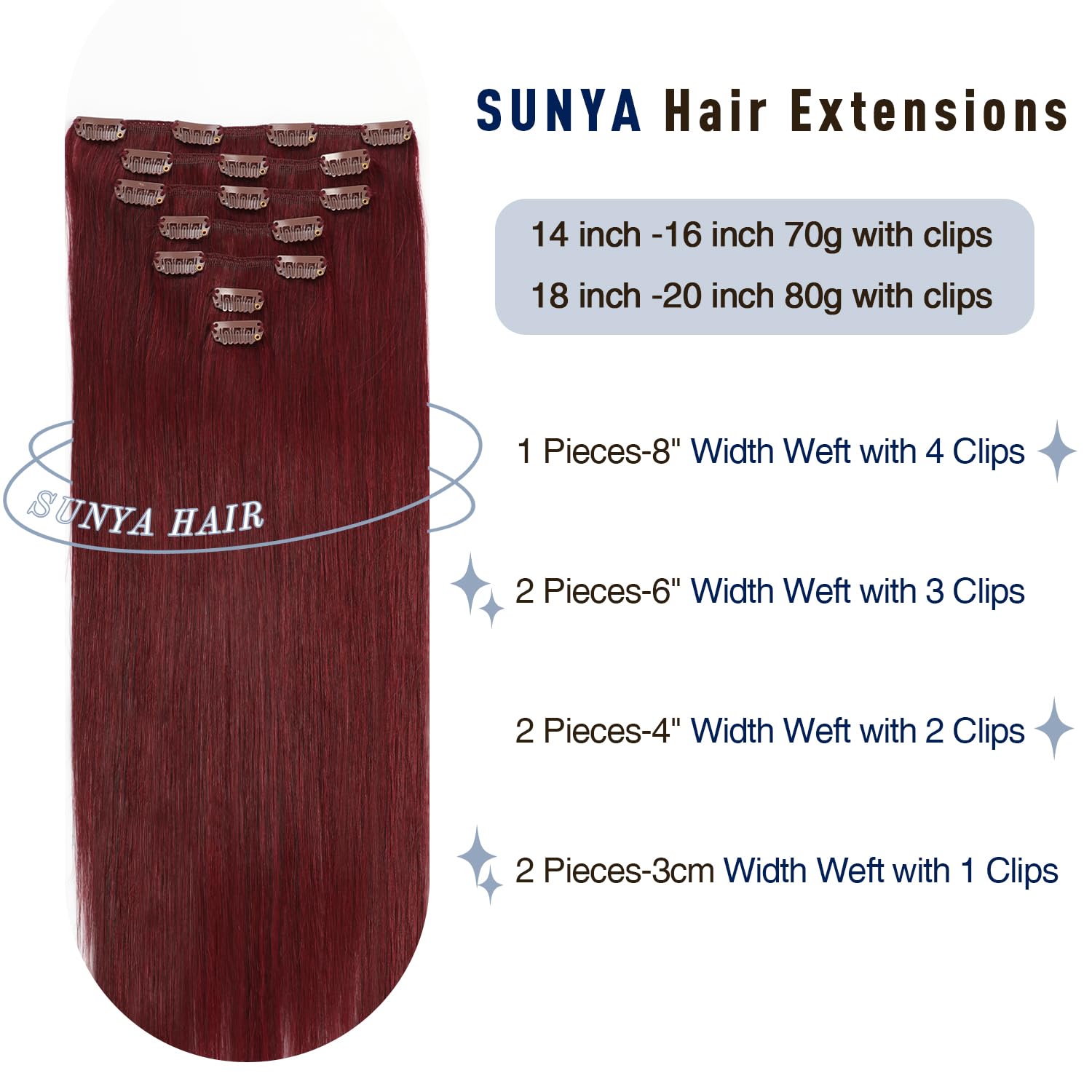 Sunya Clip-In Straight Remy Human Hair Extensions