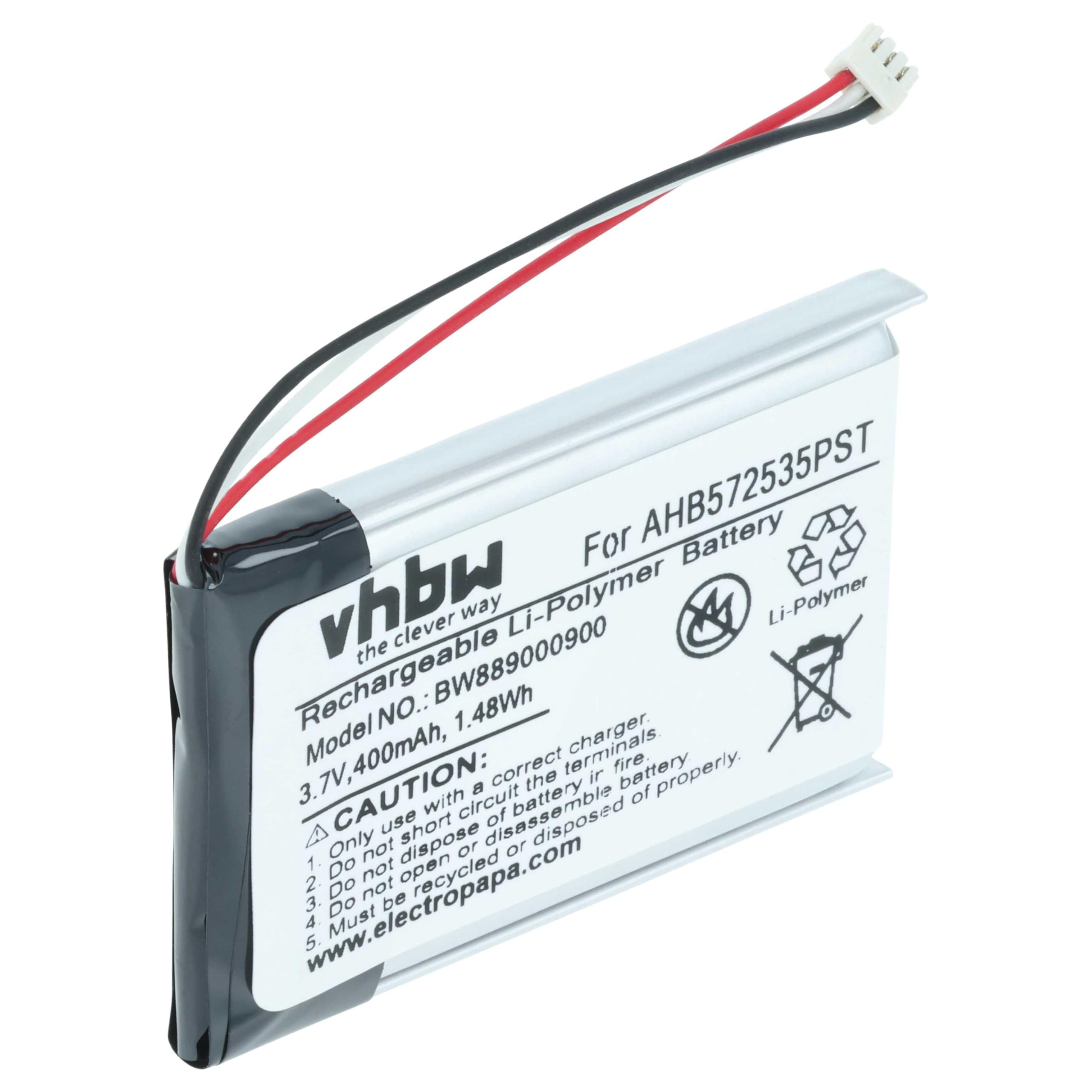 vhbw Akumulator kompatybilny z bezprzewodowymi słuchawkami Jabra Evolve 75 (400 mAh, 3,7 V, litowo-polimerowe)
