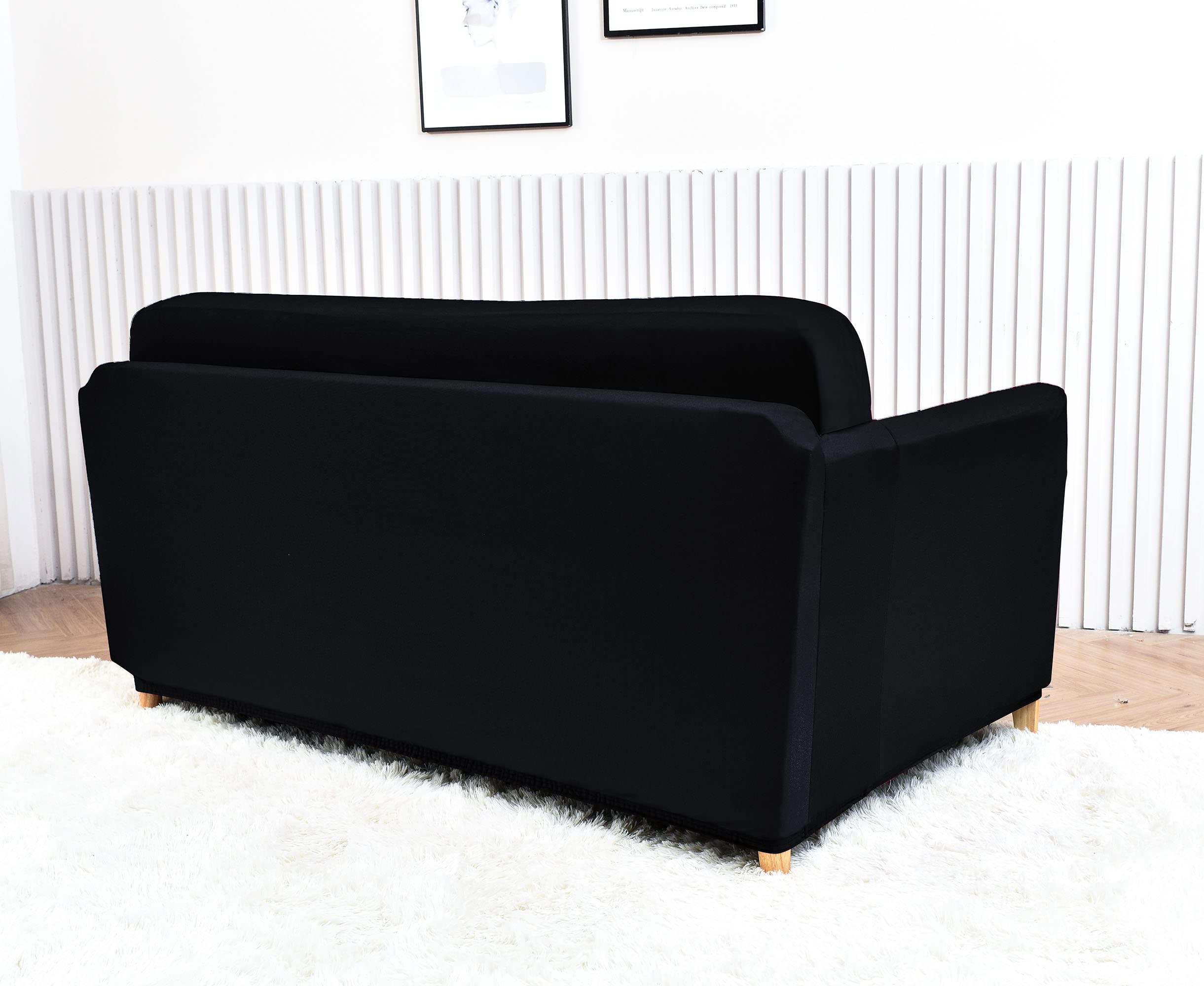 Poligino Housse Canape 3 Places (180-220 CM), Housse Canape Impermeable Extensible, Protege Canapes avec Accoudoirs - Noir