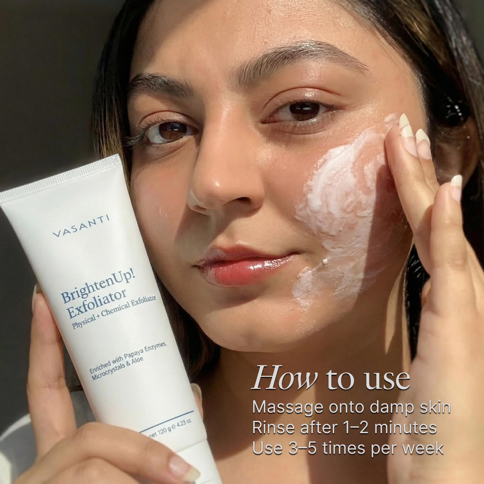 Vasanti Cosmetics Brighten Up. Enzymatic Face Rejuvenator with Microderm Exfoliating Crystals – Treats Dull, Uneven Skintone