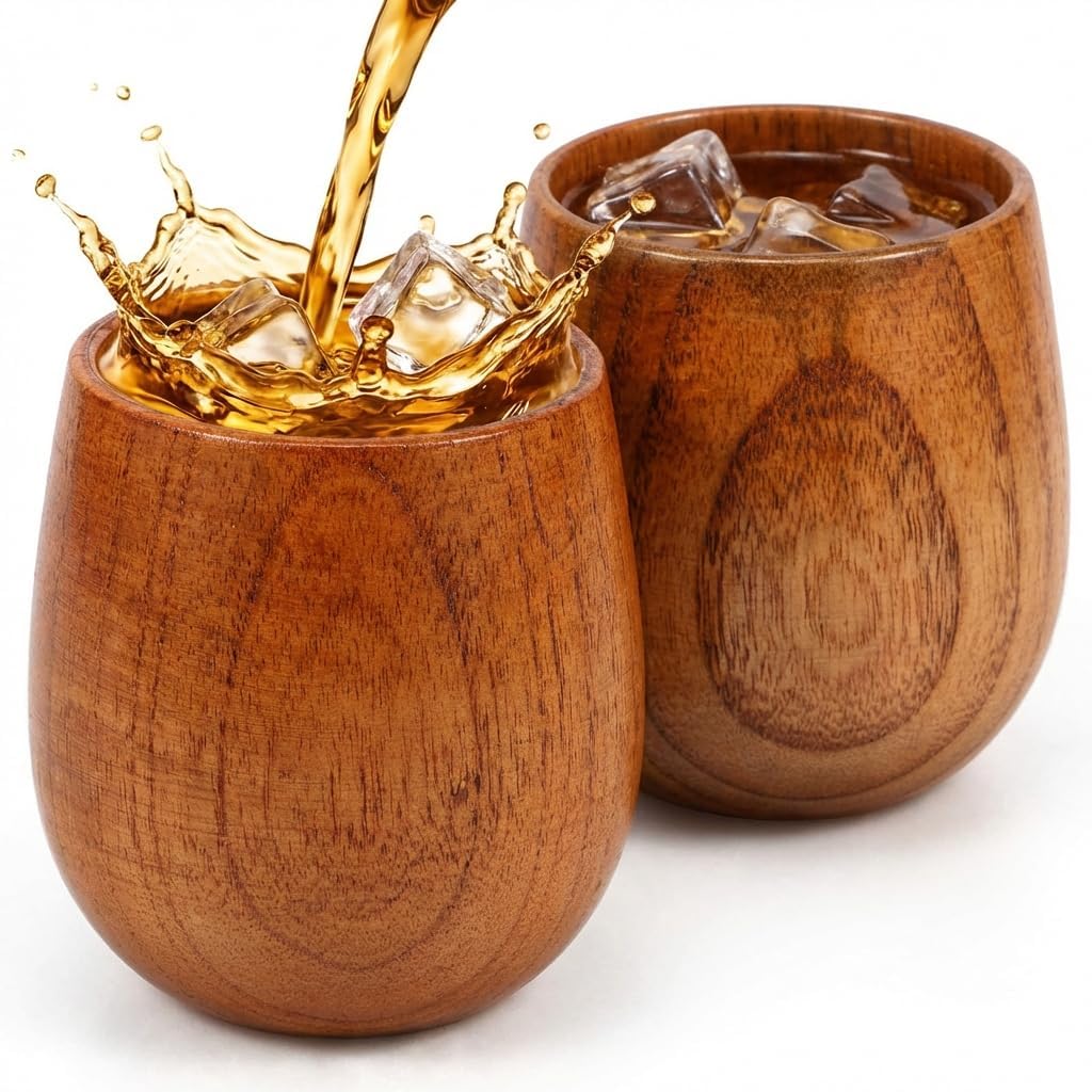 8pcs Whiskey Cups Wooden Bourbon Glass,Whiskey Glass Set,Wooden Whiskey Tumbler,Charred Wood Bourbon Glass,Wooden for Him,Men, Dad, Or Brother Unique Whiskey Gifts