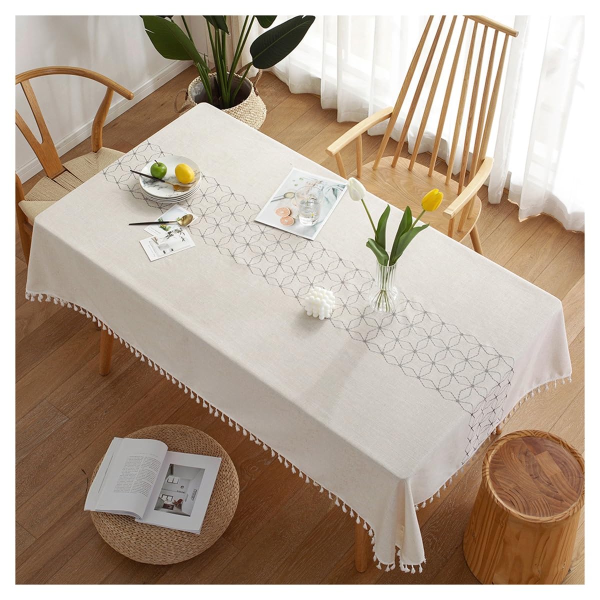 Nappe de table de jardin et salle à manger en coton 140x140cm pour repas de fête