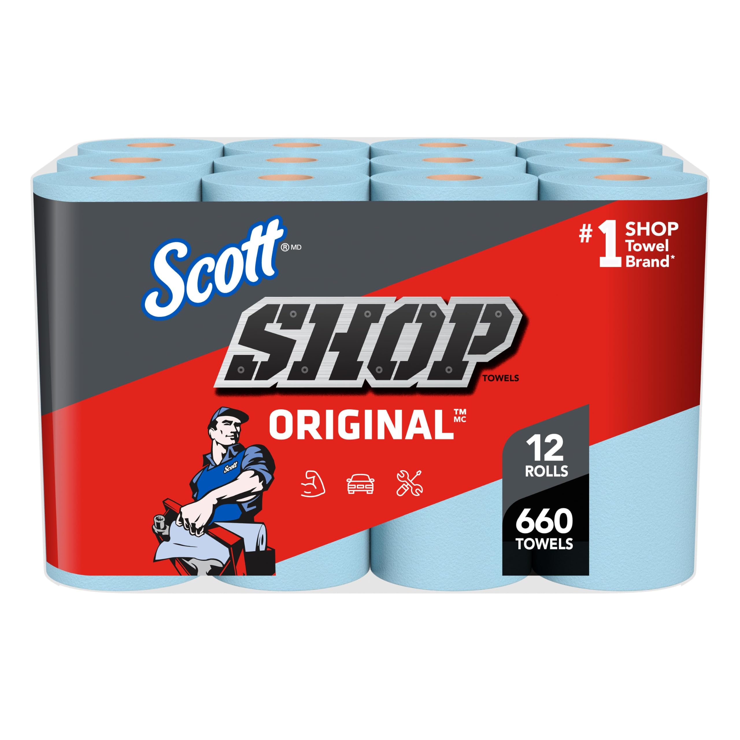 Scott Shop Towels Original 75147, Heavy Duty, Blue, 12 x 55 Sheets